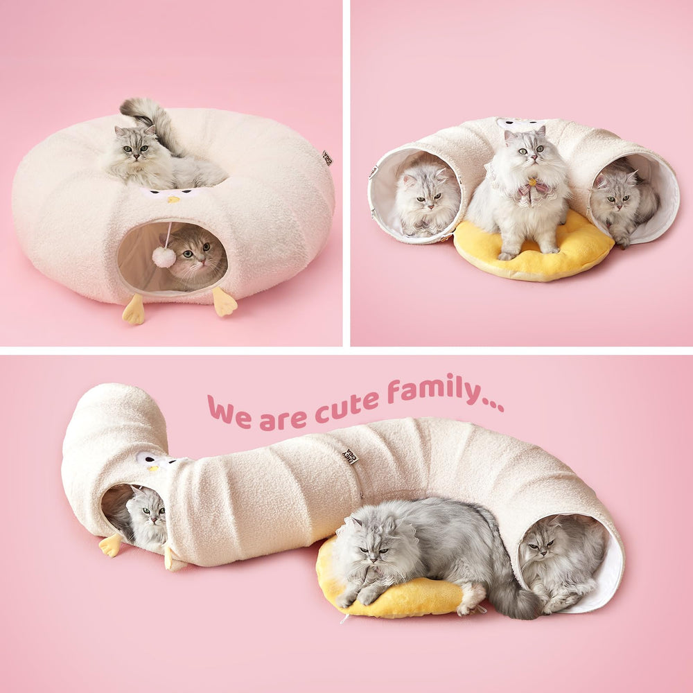 EHEYCIGA Cat Tunnel Bed features embroidered cute patterns for charm