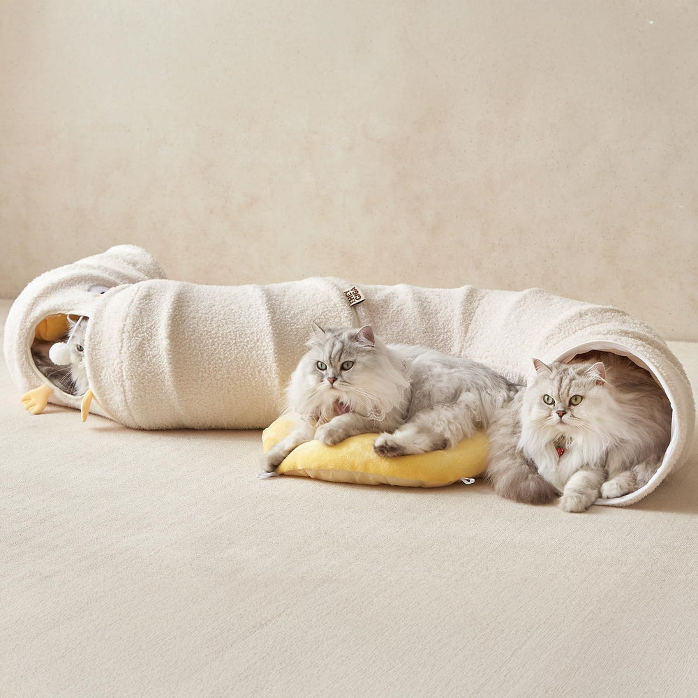 EHEYCIGA Cat Tunnel Bed with removable cushion for easy cleaning