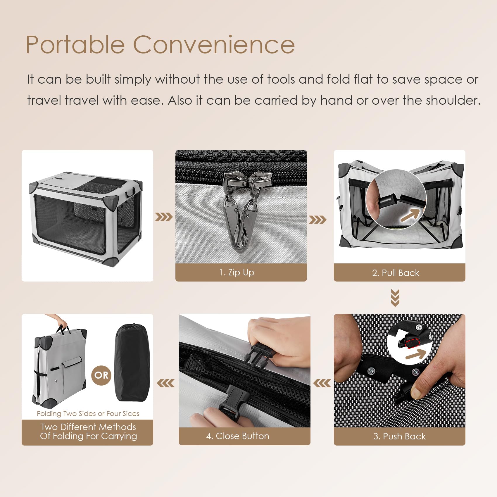 EHEYCIGA collapsible dog crate collapsed-storage view emphasizes compact packing for trunks
