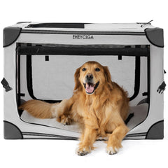 EHEYCIGA collapsible dog crate front view, showcasing sturdy frame for secure containment and breathability