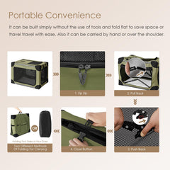 EHEYCIGA collapsible dog crate 36in four-door mesh windows highlight ventilation and visibility.