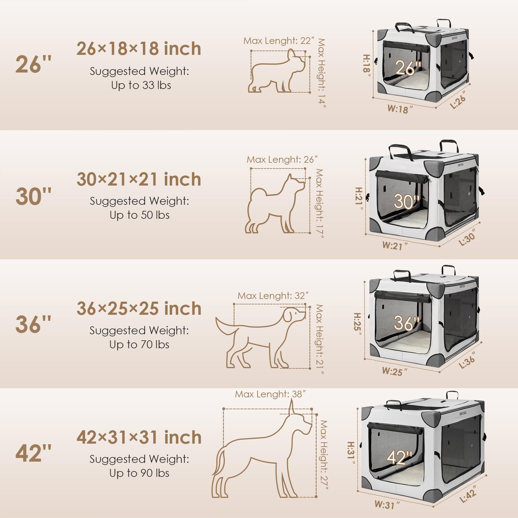 EHEYCIGA collapsible dog crate open-door interior view shows roomy space and easy access