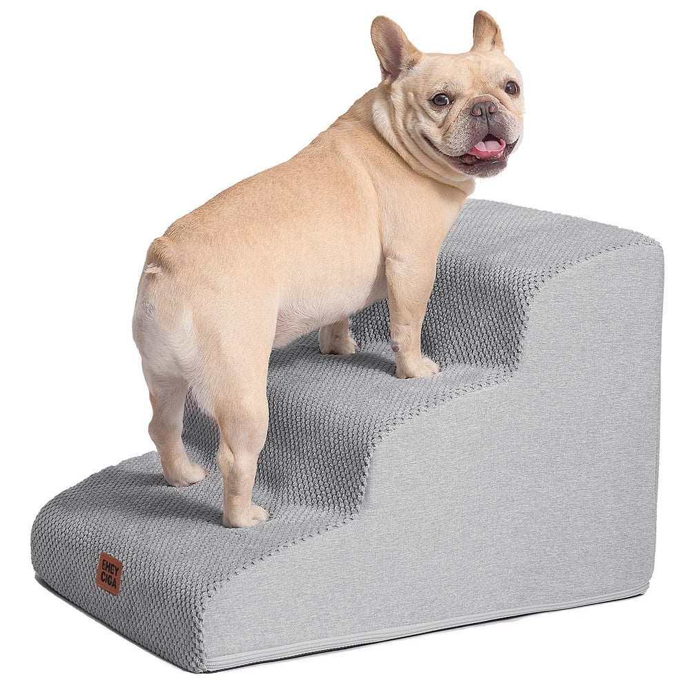 EHEYCIGA curved dog stairs 3-step on sofa provide stable access for small dogs