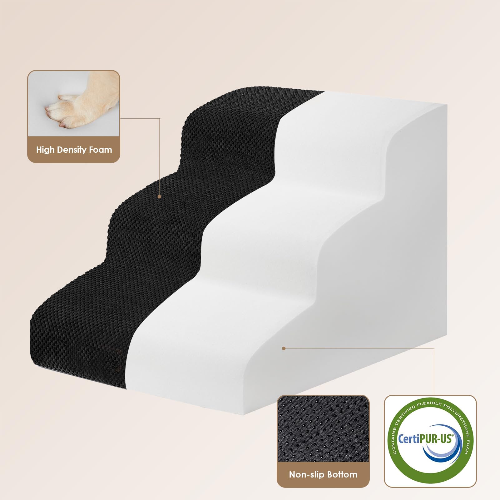 EHEYCIGA 3-step angle view highlighting low-slope design for joint comfort