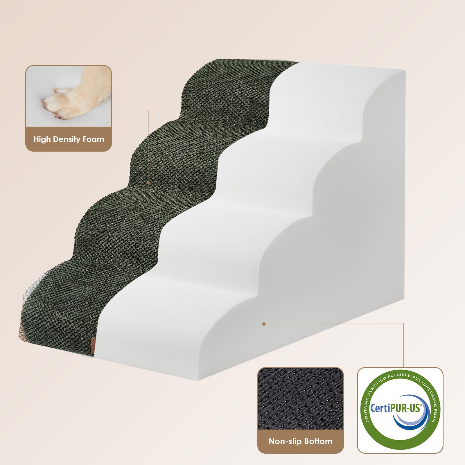 EHEYCIGA 4-step configuration offers stable ascent with a gentle slope.