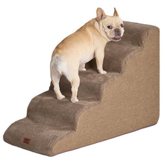 EHEYCIGA curved dog stairs 5-step camel bed-edge for safe bed access