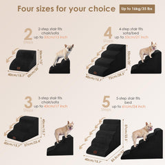 EHEYCIGA curved dog stairs 5-step-length showcases full-height reach for high beds.