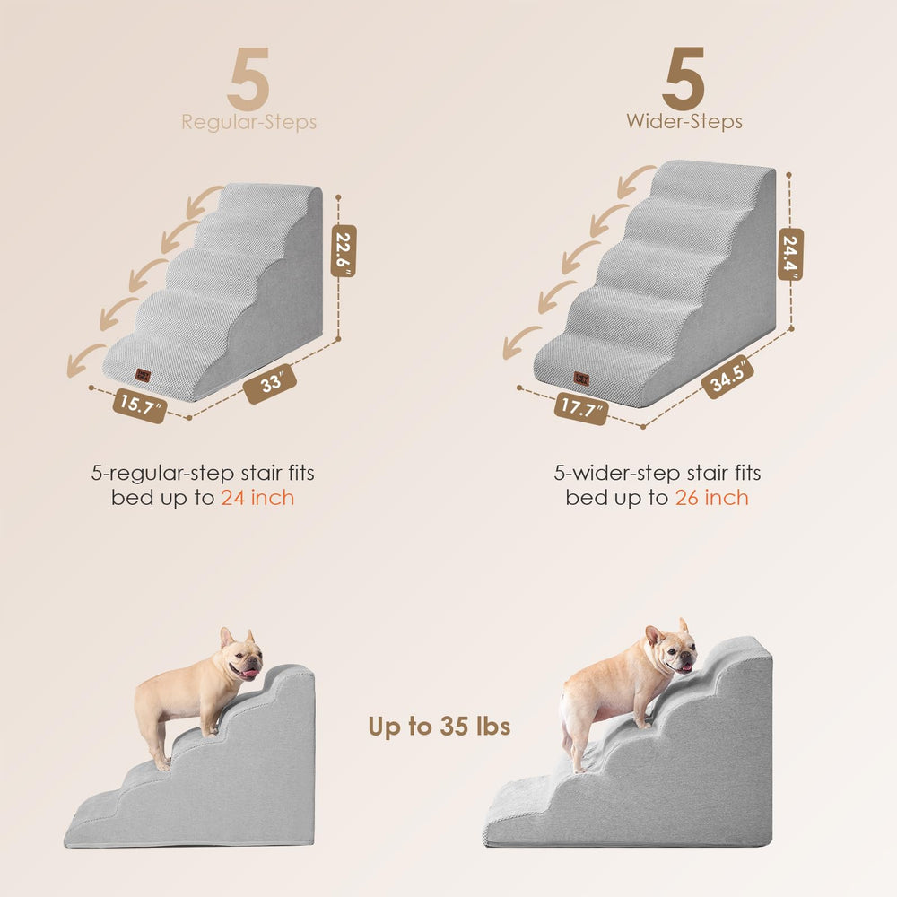 EHEYCIGA 5-step stairs give extra height for beds up to 24 inches.