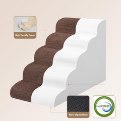EHEYCIGA curved dog stairs 5step-wide stability for gentle climbs