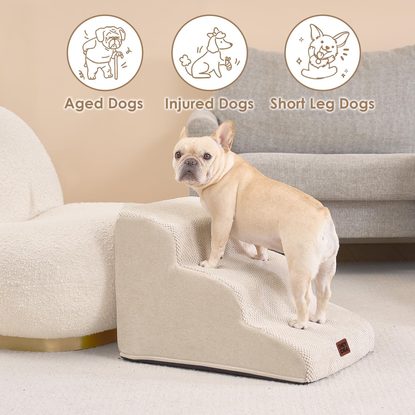 EHEYCIGA curved dog stairs bed-edge compatibility for chairs and beds