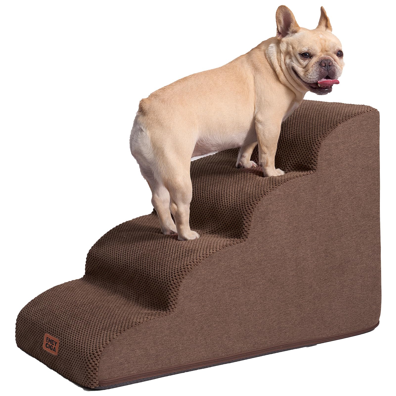 EHEYCIGA curved dog stairs beside bed edge for easy access for small pets