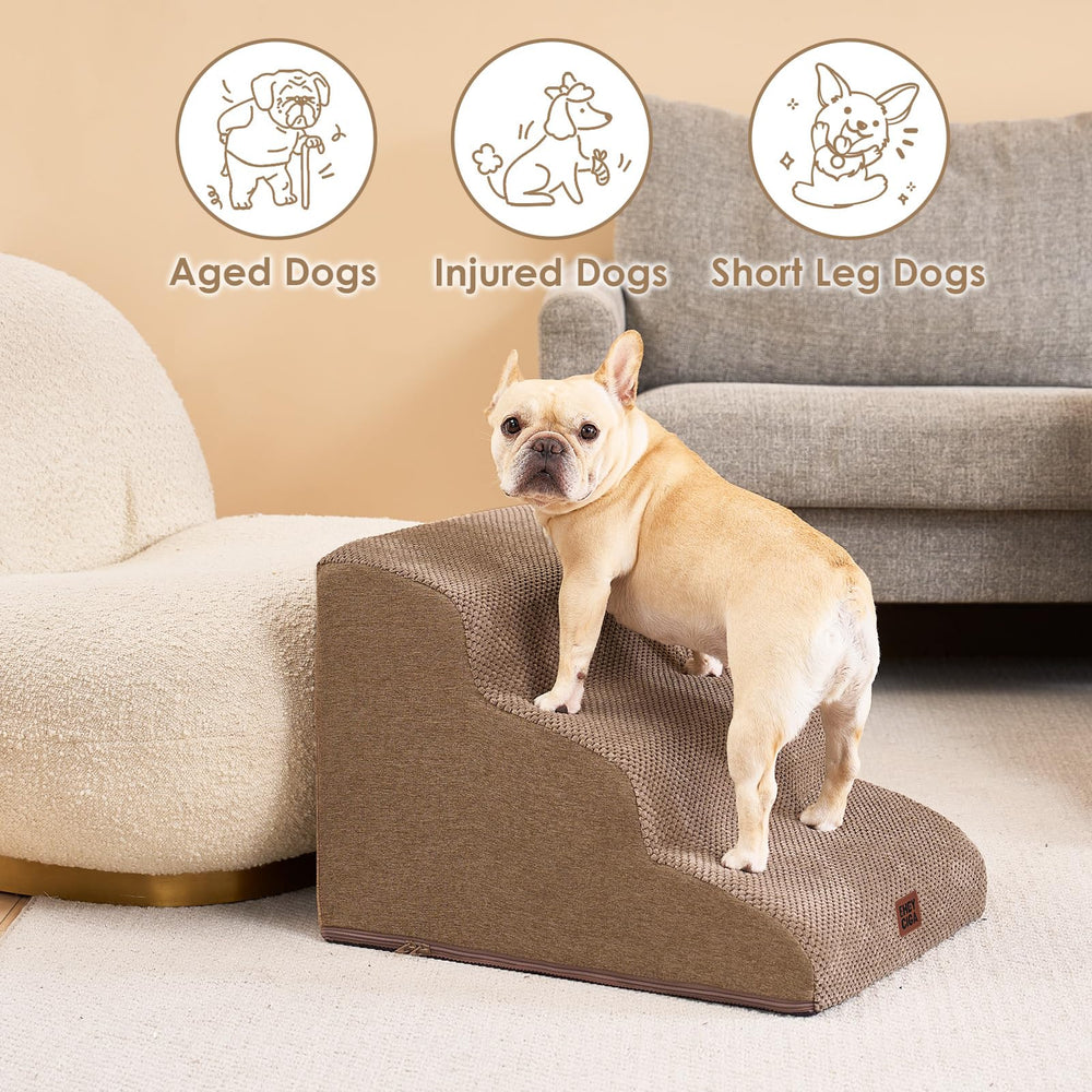 EHEYCIGA curved dog stairs foam core close-up for stability