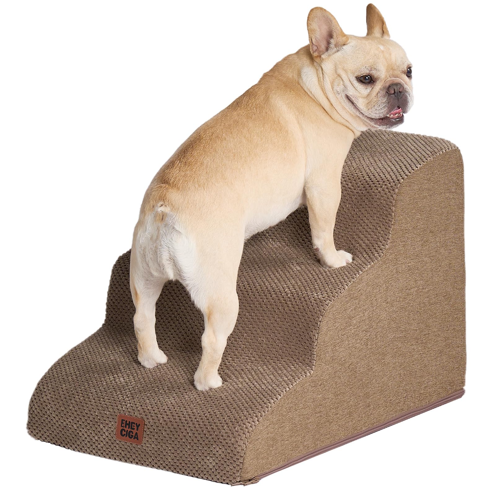 EHEYCIGA curved dog stairs side view for easy bed access and mobility