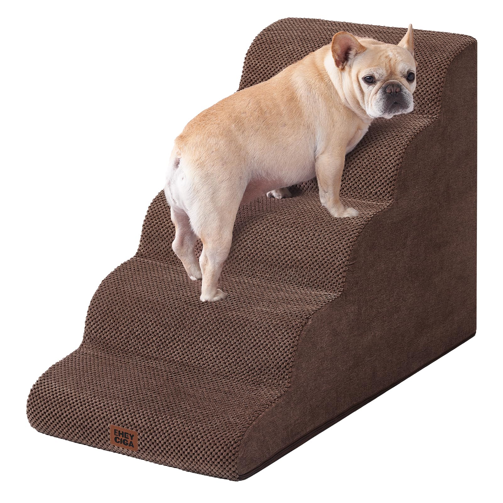 EHEYCIGA curved dog stairs compact indoor solution for elevated beds