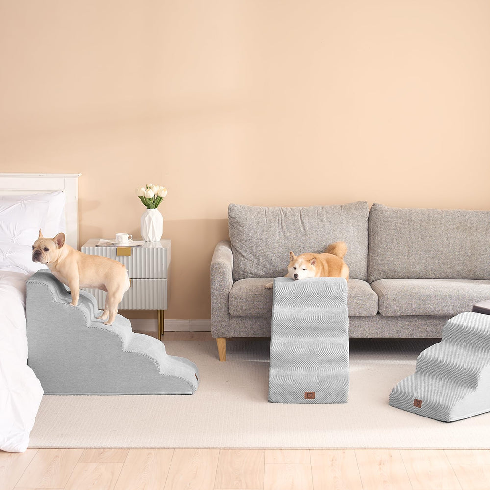 EHEYCIGA curved dog stairs compact storage design saves space.