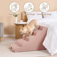 EHEYCIGA Curved Dog Stairs foam density detail; sturdy support.