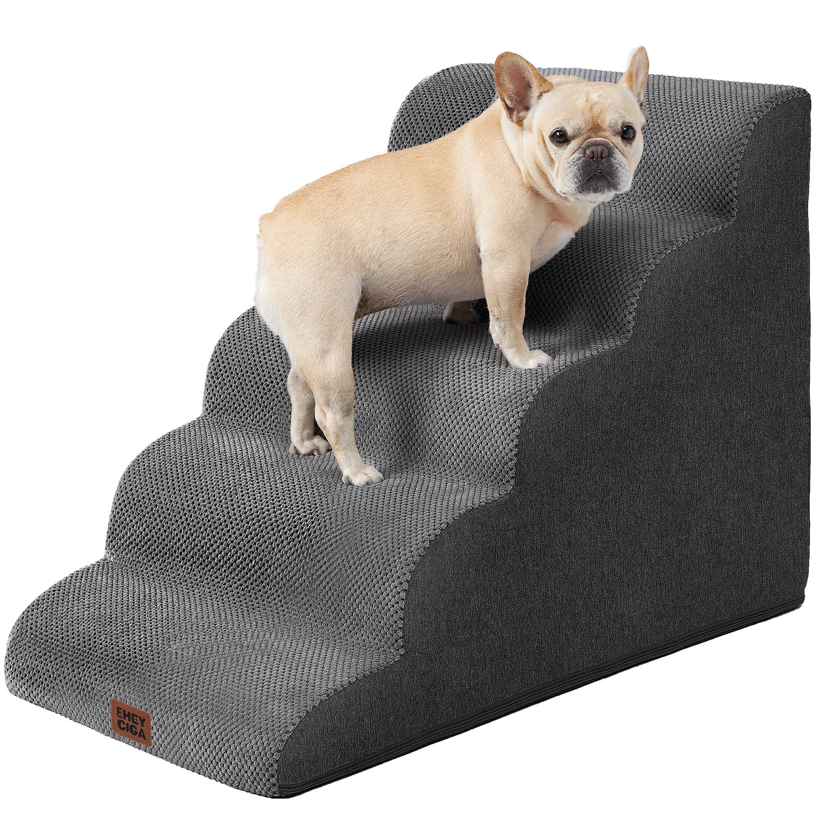 EHEYCIGA curved dog stairs edge-bed design for easy bed access