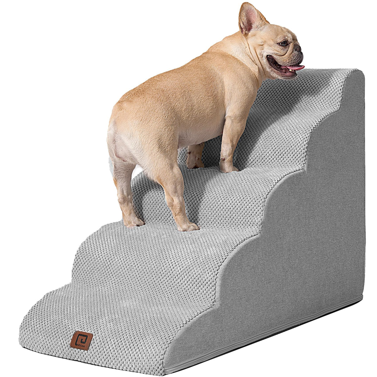 EHEYCIGA curved dog stairs edge-bed access for high beds, gentle climbing.