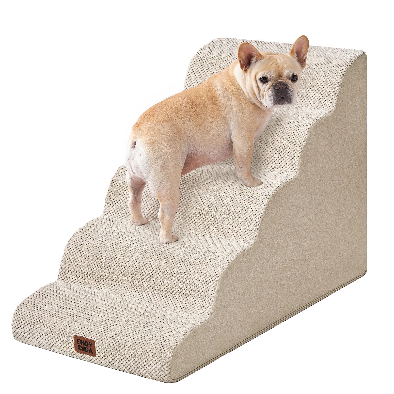 EHEYCIGA curved dog stairs edge-fit design aids safe bed access.