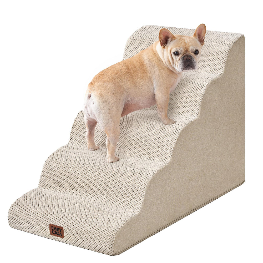 EHEYCIGA curved dog stairs edge-fit design aids safe bed access.
