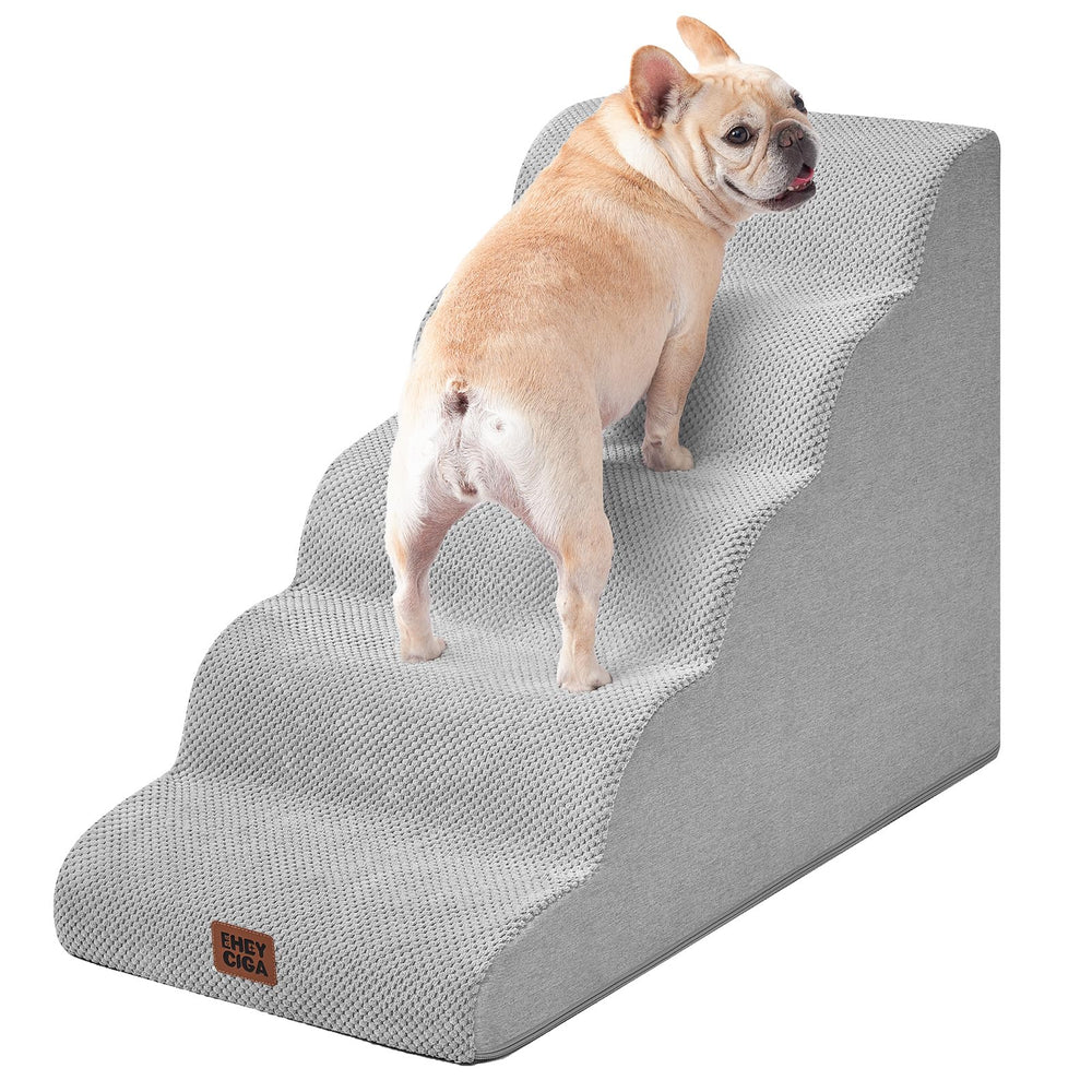 EHEYCIGA curved dog stairs edge-fit design helps pets reach high beds safely.