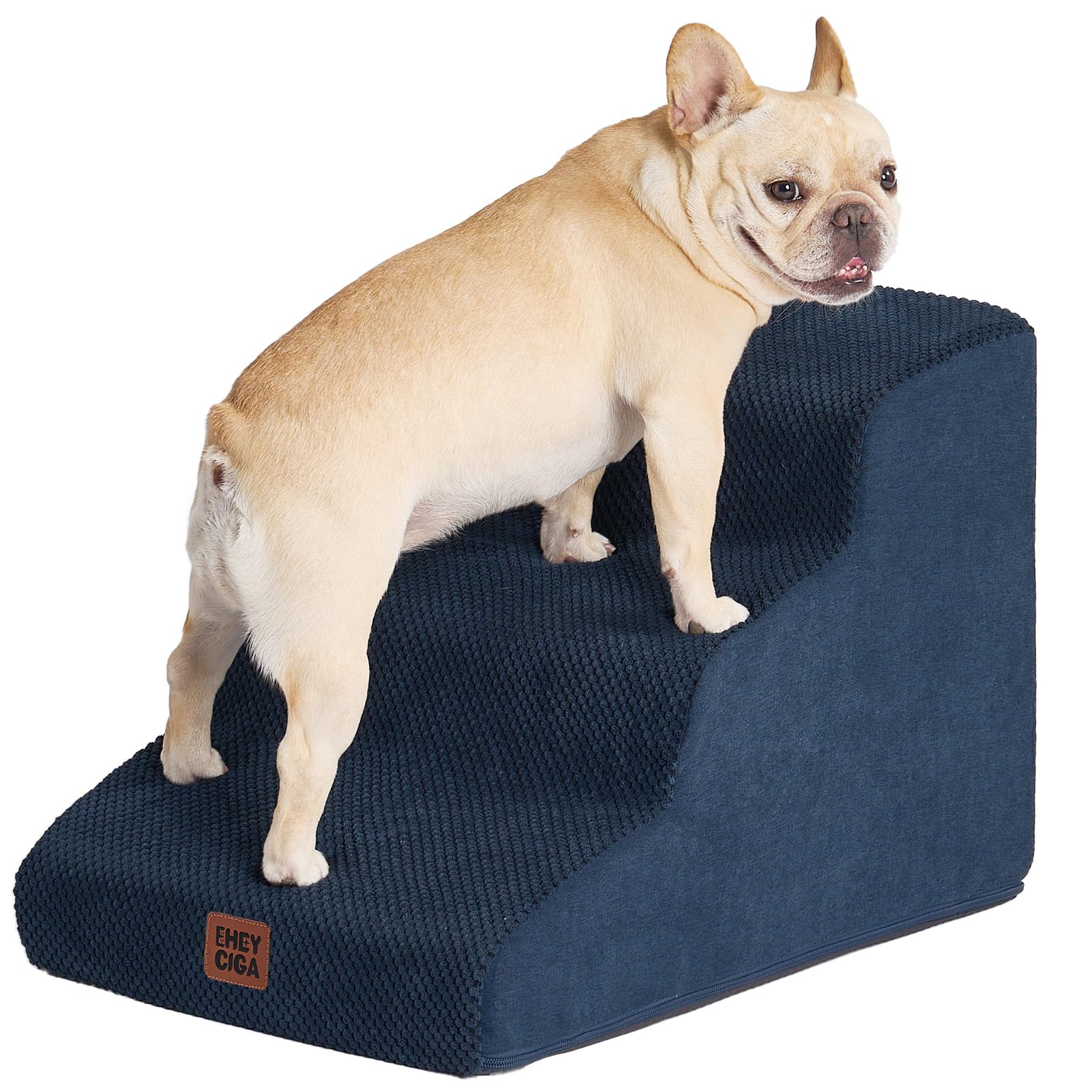 EHEYCIGA curved dog stairs beside sofa for easy, low-impact climbs
