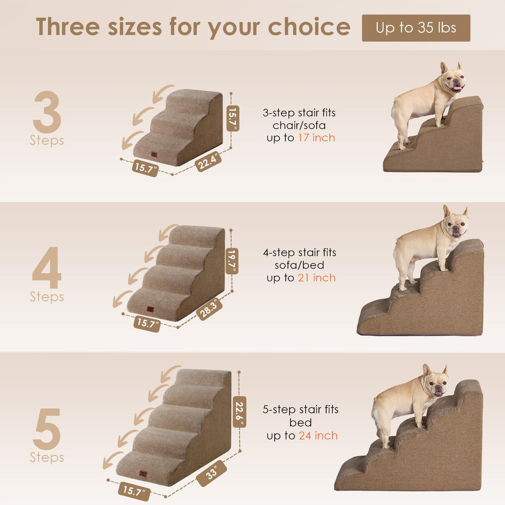 EHEYCIGA curved dog stairs foam-core design provides cushioned steps