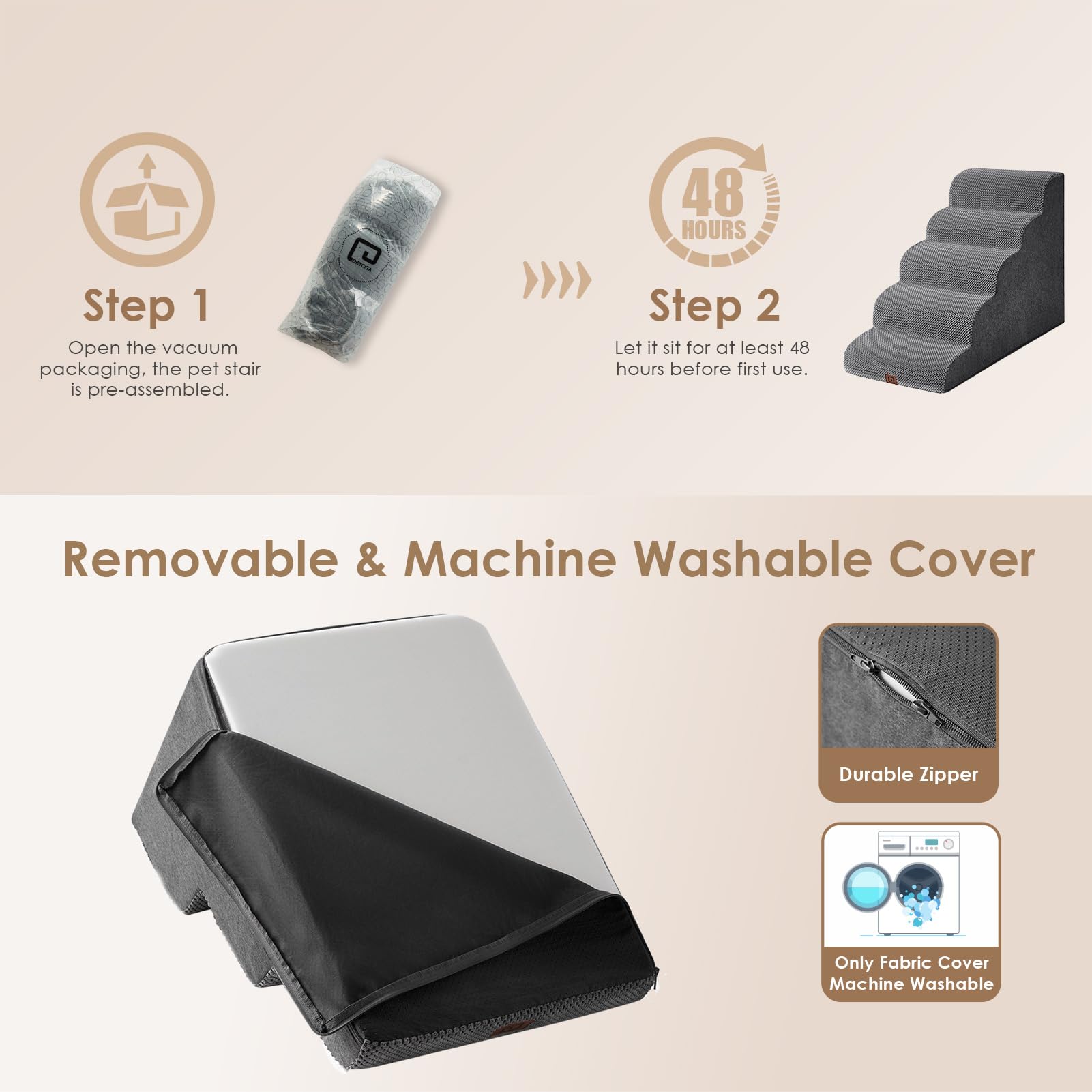 EHEYCIGA curved dog stairs 33D foam density provides solid support