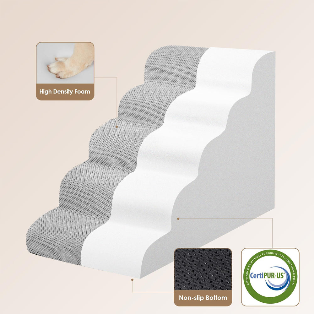 EHEYCIGA foam-density steps provide steady support for small dogs while climbing.