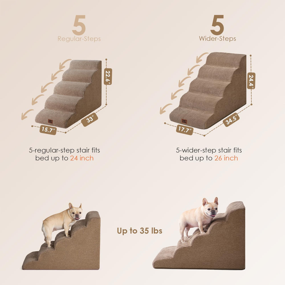 EHEYCIGA Curved Dog Stairs foam detail emphasizes supportive, dense foam underfoot for joint-friendly climbs.