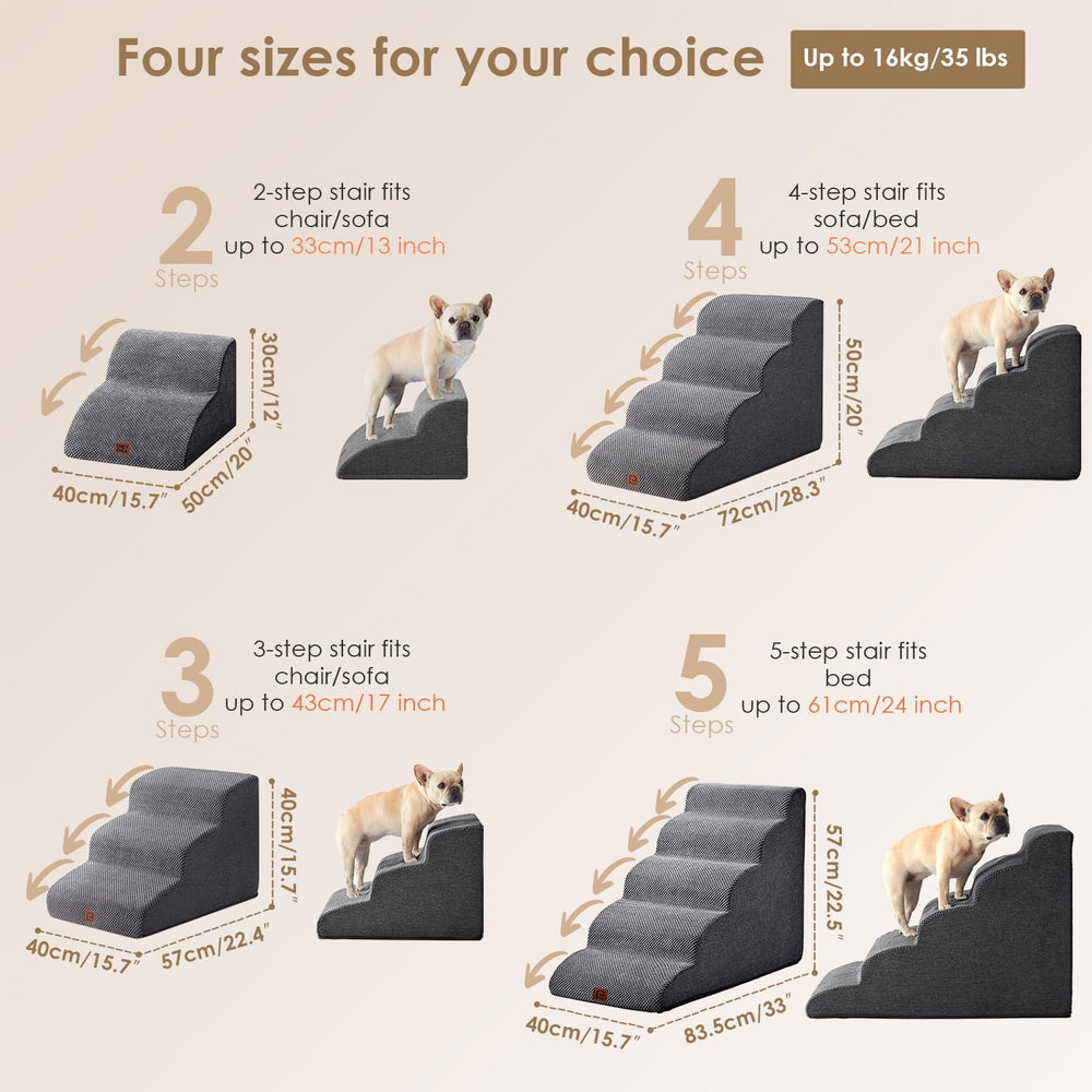 EHEYCIGA curved dog stairs foam-detail closeup highlighting 33D-density support