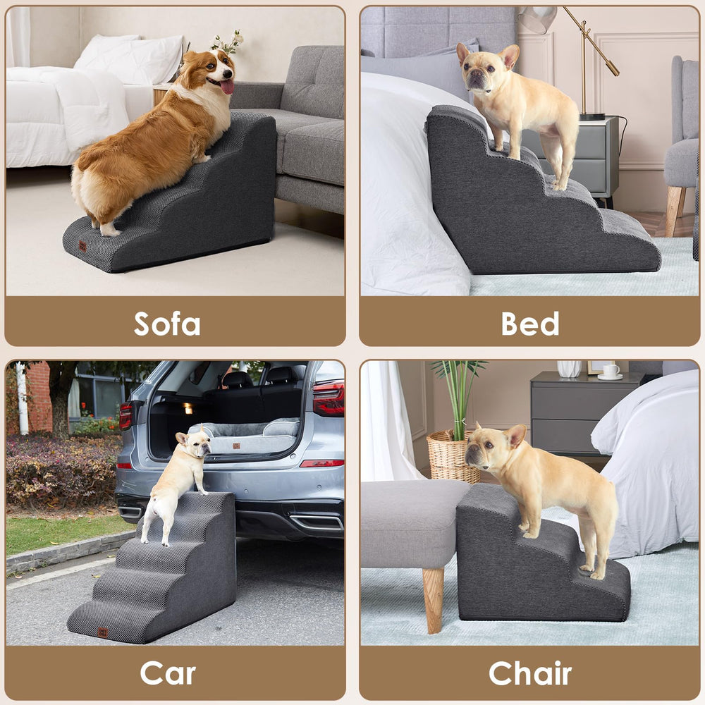 EHEYCIGA curved dog stairs foam expansion after unpacking ensures sturdy setup.