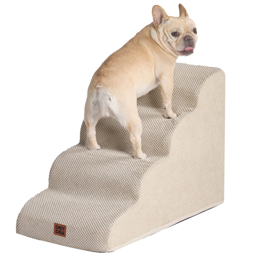 EHEYCIGA curved dog stairs foam expansion after unpacking ensures full height.