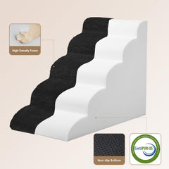 EHEYCIGA curved dog stairs foam-steps detail highlights supported ascent for small dogs.