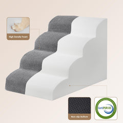 EHEYCIGA curved dog stairs grey side profile showing low-angle incline and stability