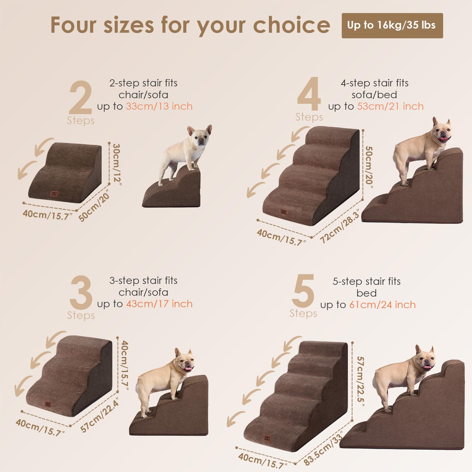 EHEYCIGA curved dog stairs low-angle slope helps protect joints.