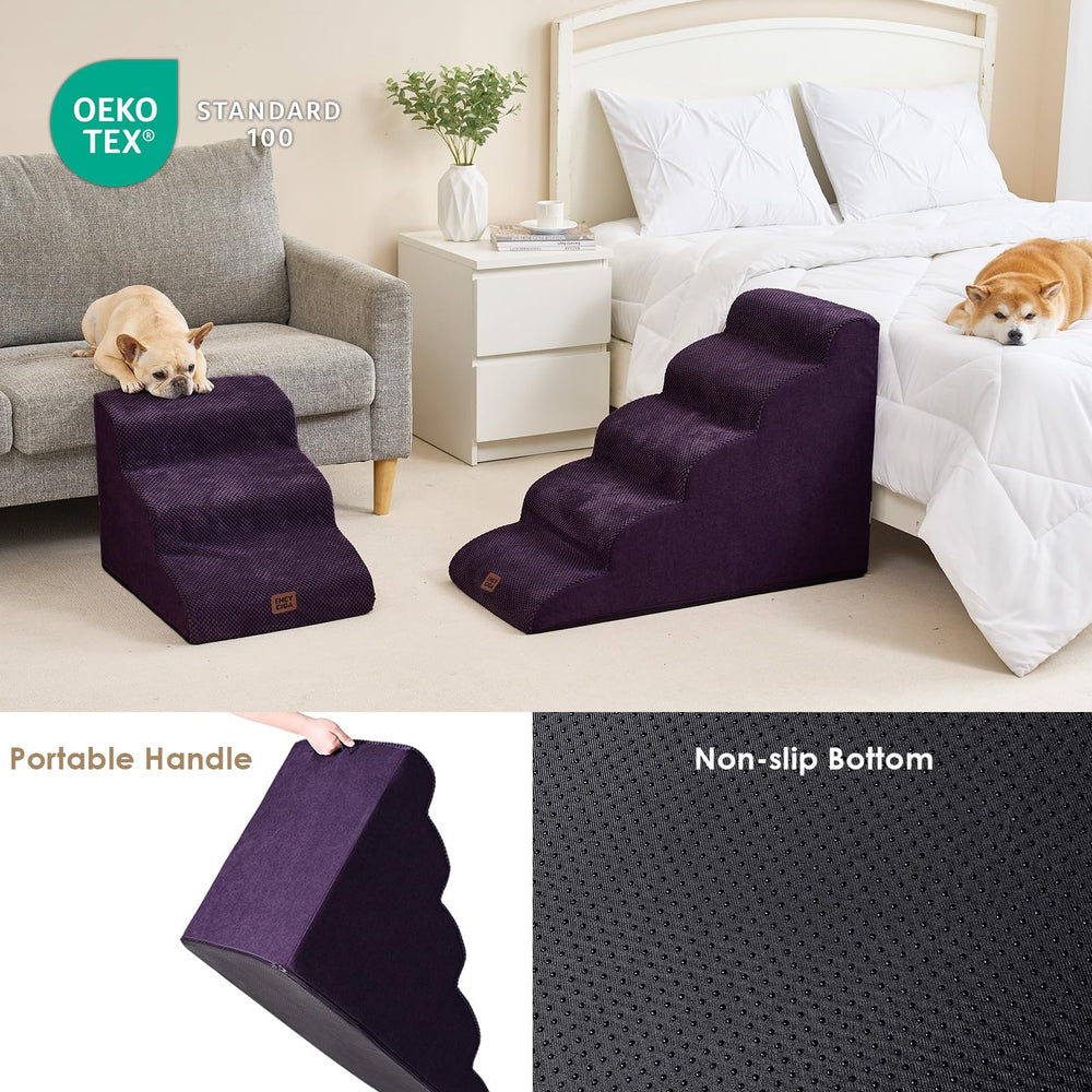 EHEYCIGA curved dog stairs low-angle-slope reduces joint strain during ascent.