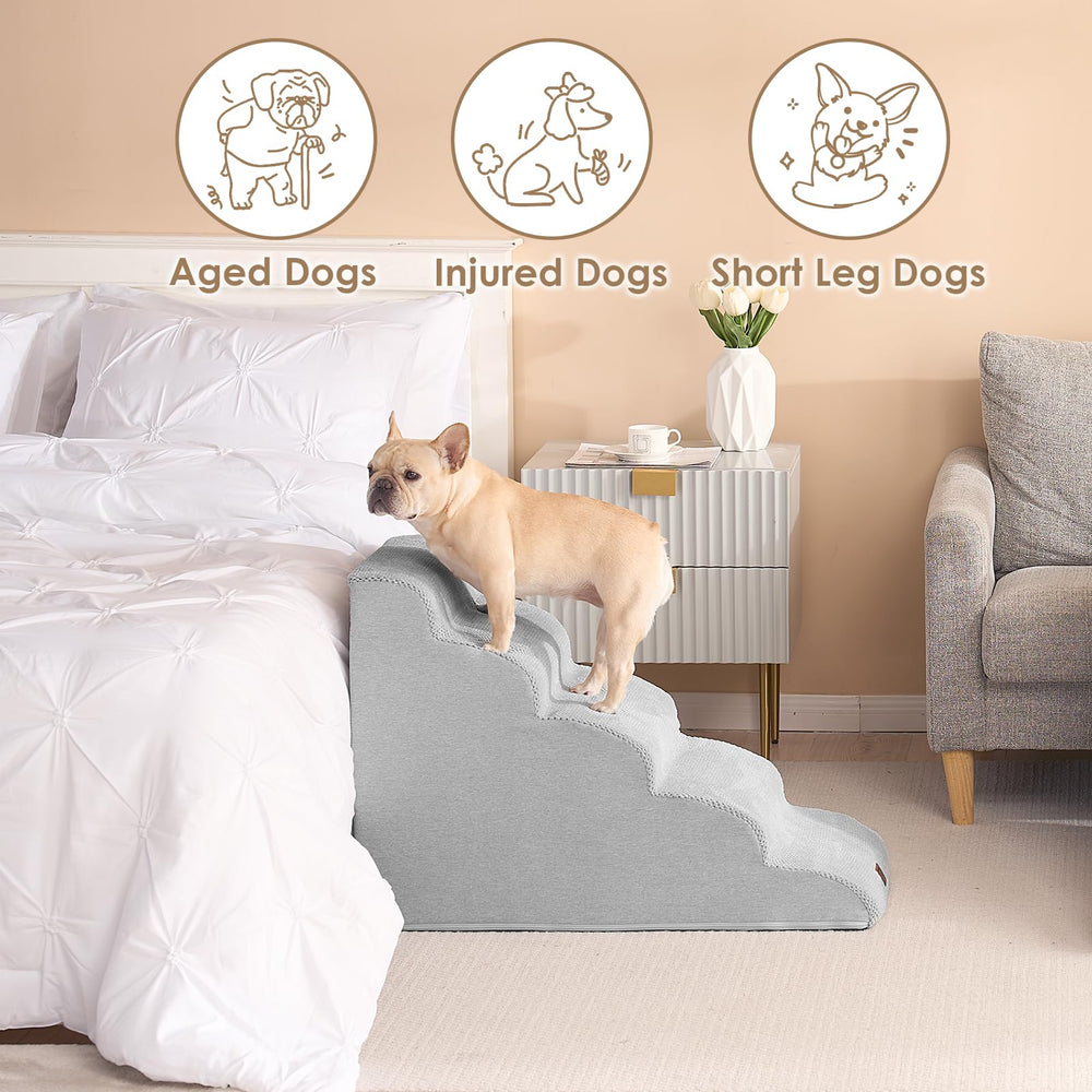 EHEYCIGA curved dog stairs low-angle design promotes joint-friendly climbs.