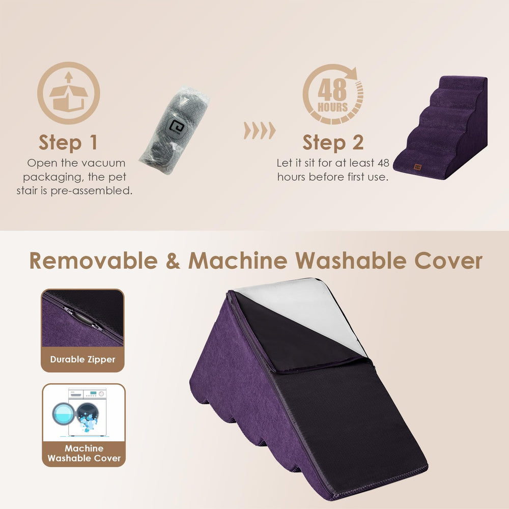 EHEYCIGA curved dog stairs machine-washable cover keeps stairs hygienic