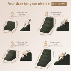 EHEYCIGA Curved Dog Stairs military green angle demonstrates sturdy, low-angle design for joints.