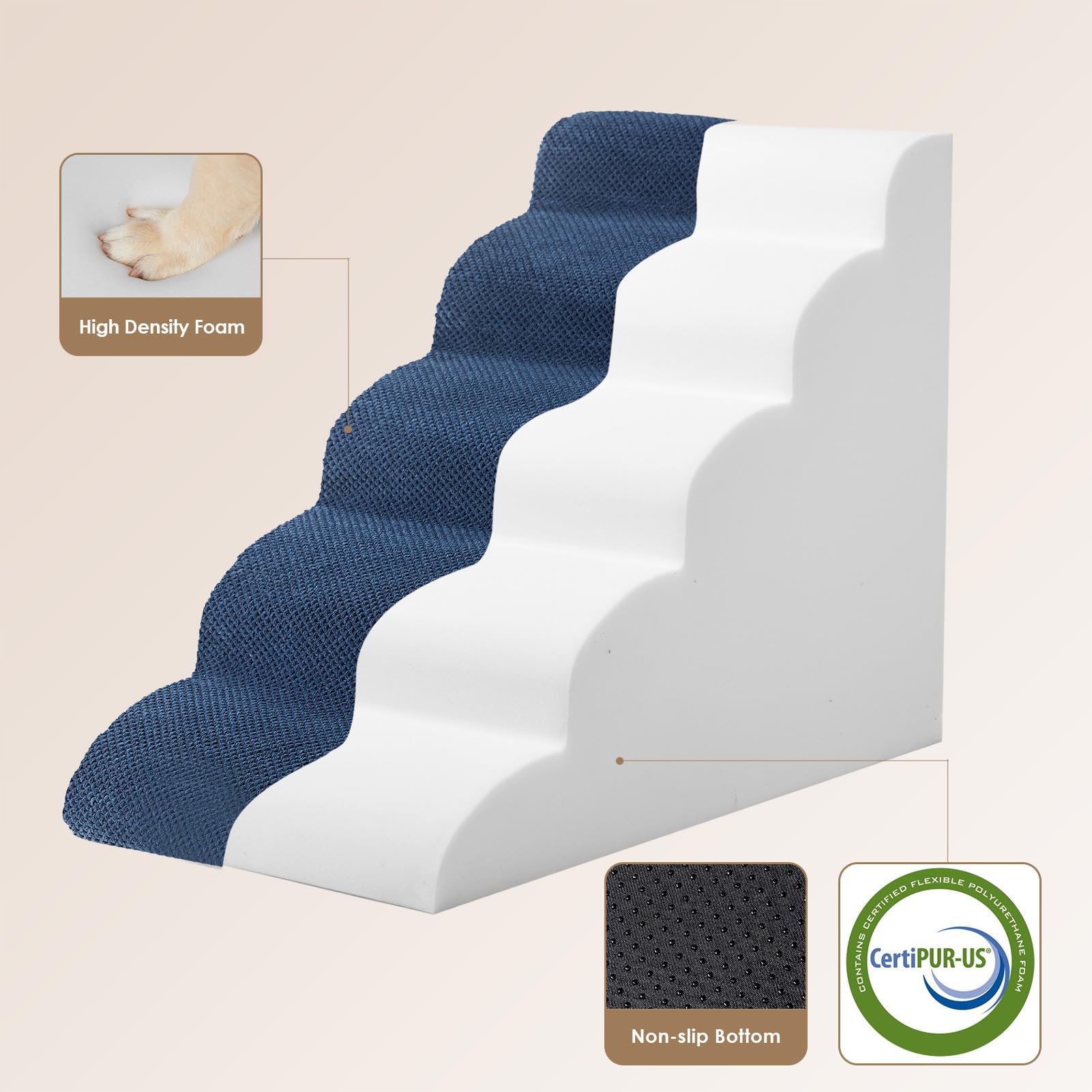 EHEYCIGA curved dog stairs navy color enhances home comfort.
