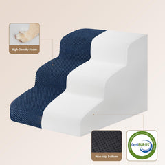 EHEYCIGA curved dog stairs navy side view showing stable footing