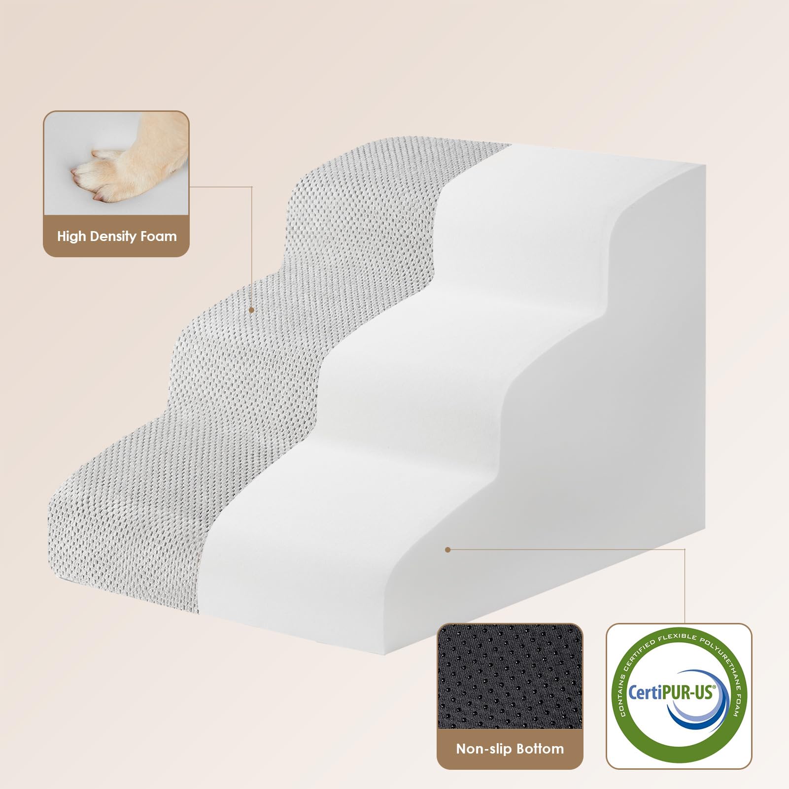 EHEYCIGA curved dog stairs non-slip base ensures secure footing on any surface