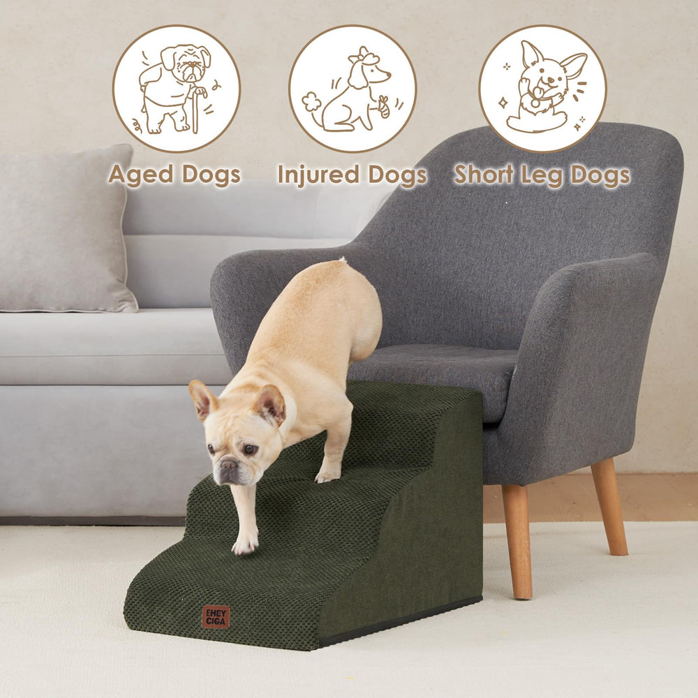 EHEYCIGA Curved Dog Stairs non-slip base ensures safe climbs on smooth floors.