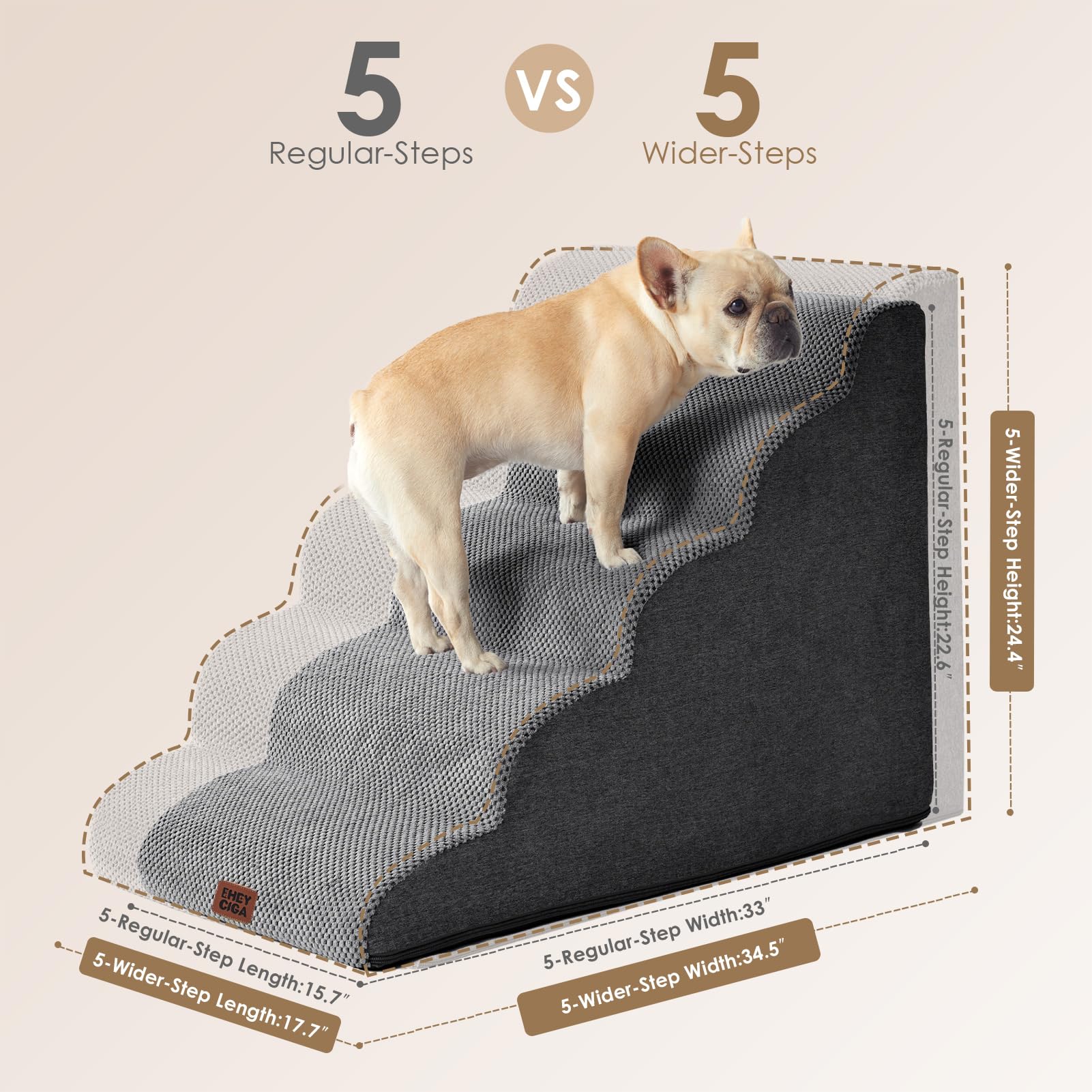 EHEYCIGA curved dog stairs non-slip base keeps climbs steady