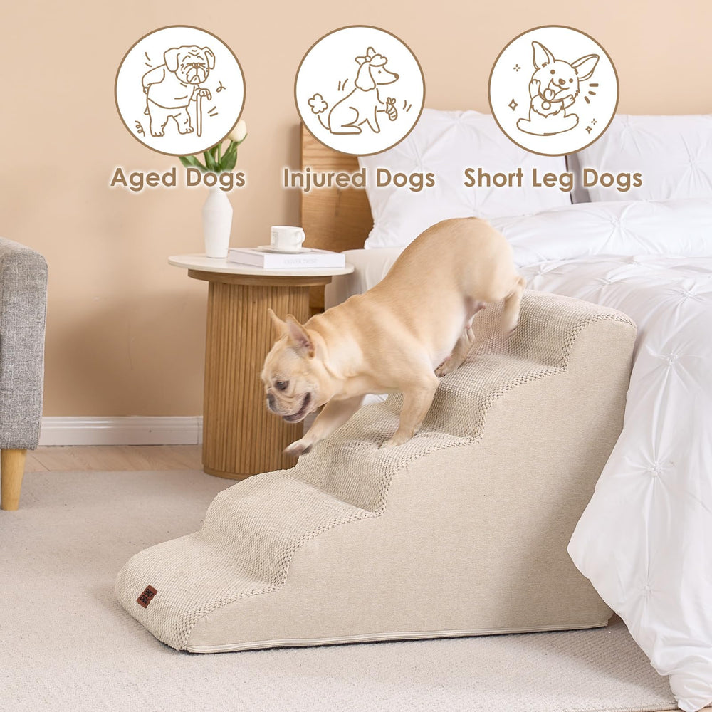 EHEYCIGA curved dog stairs non-slip surface provides secure footing during climbs