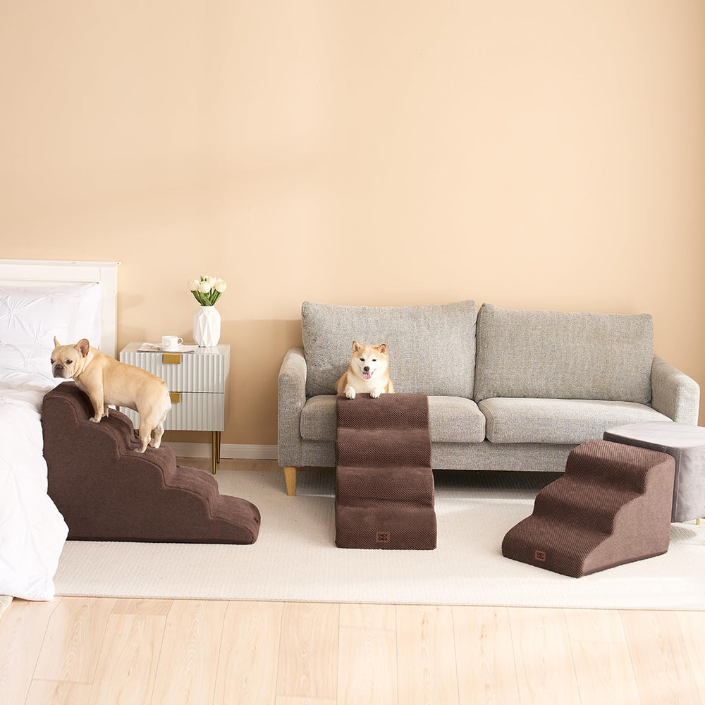 EHEYCIGA curved dog stairs removable cover is easy to machine wash.