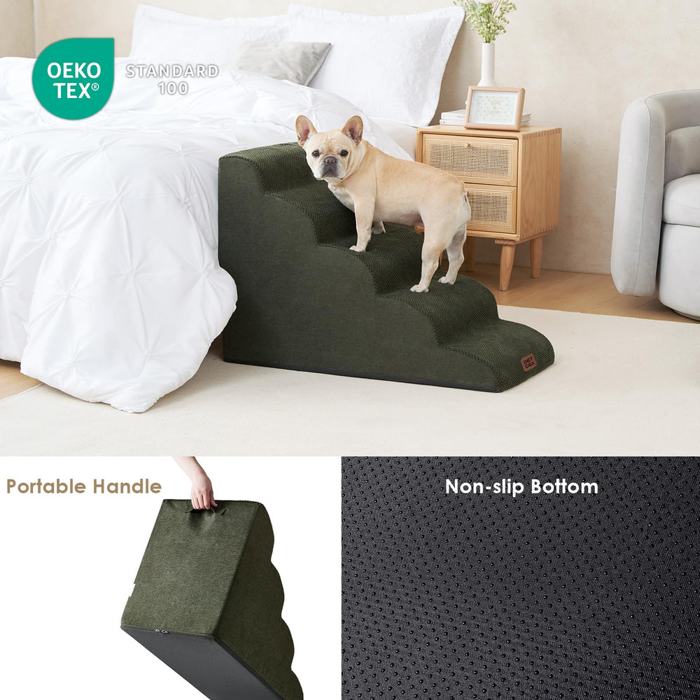 EHEYCIGA curved dog stairs removable-cover for easy cleaning and maintenance.