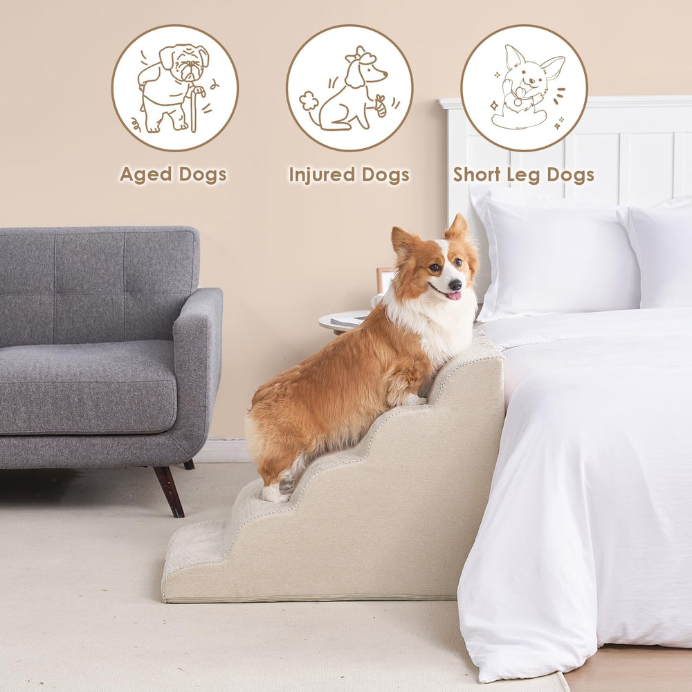 EHEYCIGA curved dog stairs removable cover for easy cleaning.