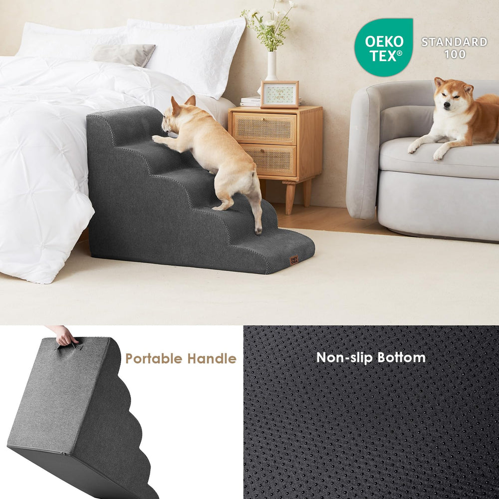 EHEYCIGA curved dog stairs removable fleece cover for easy cleaning